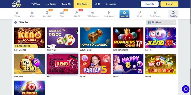 Sky88 sở hữu hệ thống game đồ sộ với nhiều chuyên mục hấp dẫn